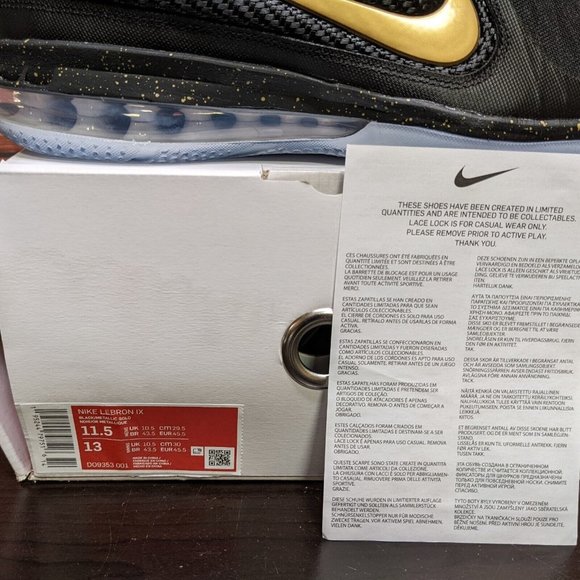 Nike LeBron 9 IX Watch The Throne Men's 11.5 Black Gold 2022 shoes DO9353-001 - Picture 10 of 12